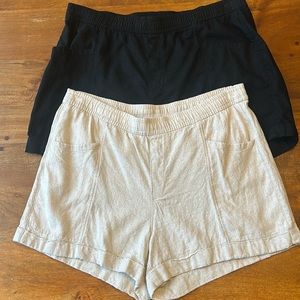 Bundle one khaki one black linen shorts.